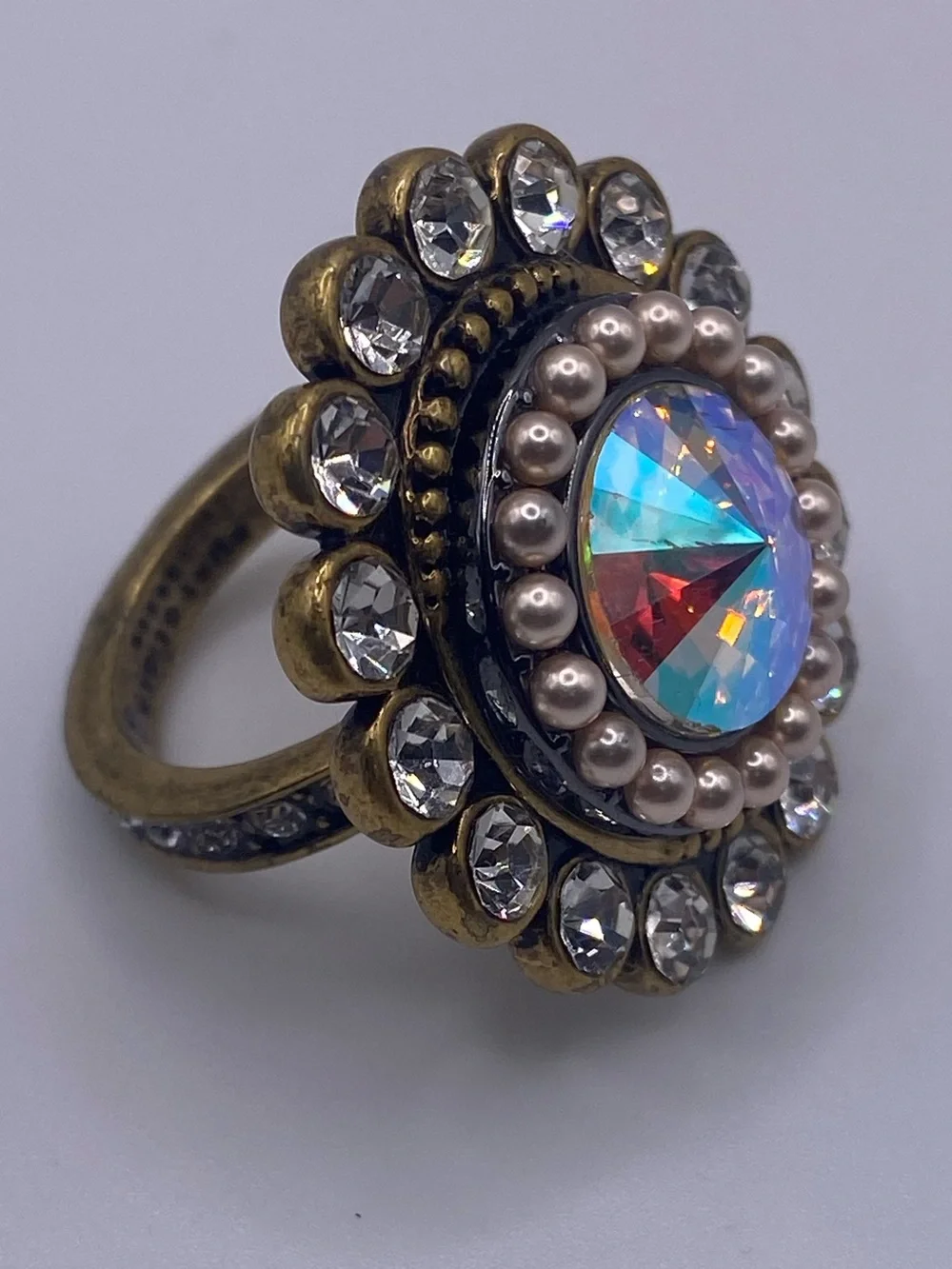 Kurt Geiger OCTAVIA RING Brass Crystal Size 7
